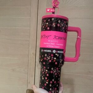 Betsey Johnson Floral Tumbler with Straw Topper
